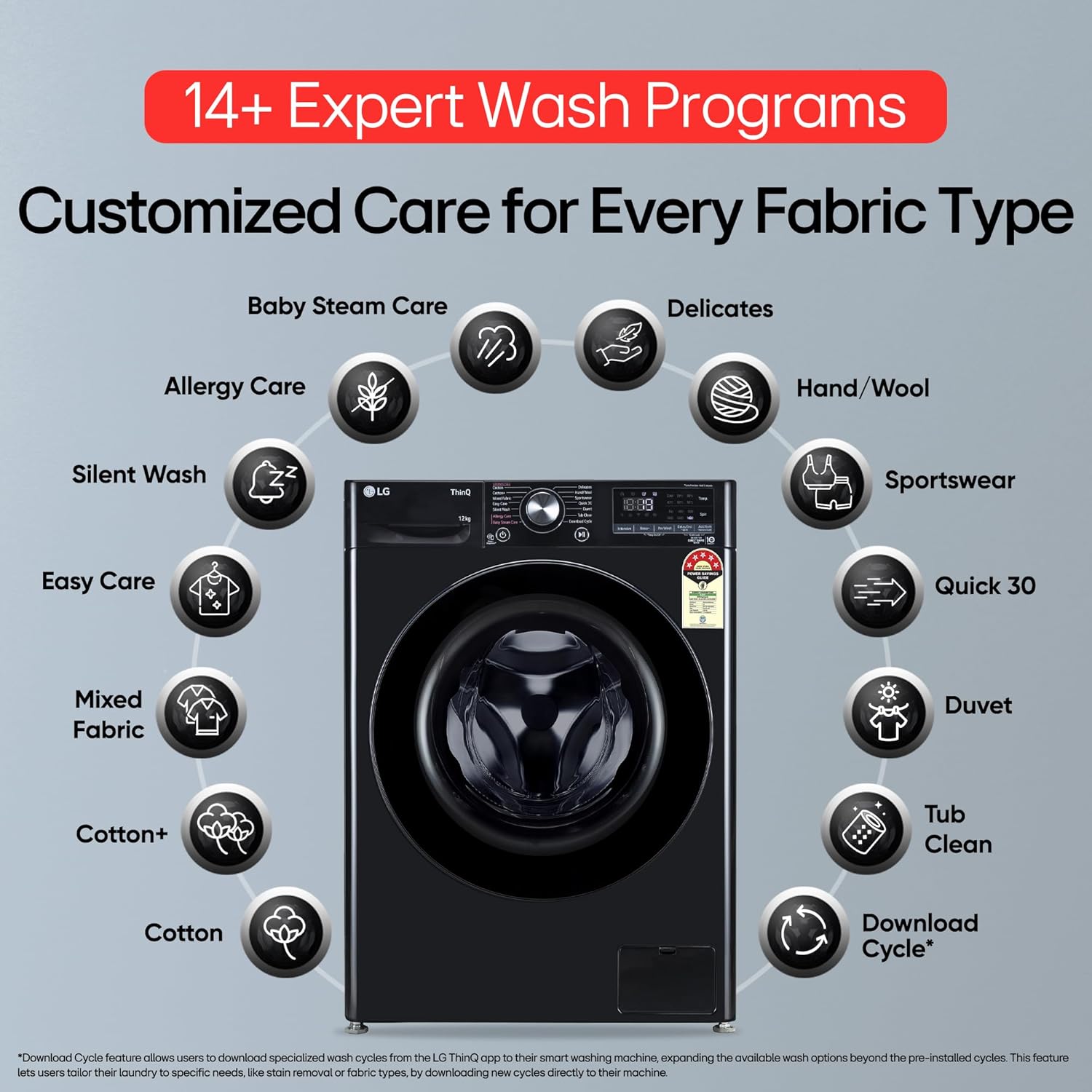 LG 12 Kg, 5 Star, AI Direct Drive Technology, Wi-Fi, Steam Fully Automatic Front-Loading Washing Machine (FHP1412Z5O, Intelligent & Convenient Fabric Care, Allergy Care, Remote Control, Onyx Black) 39 71hTQZHi7LL. SL1500