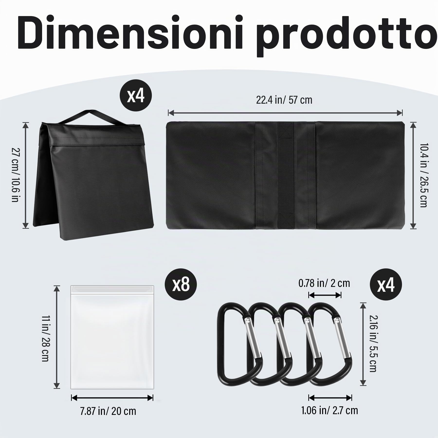 Victiv 4 Pack di Sacchi di Sabbia per Studio Fotografico, Pesi per Gazebo Sacchi di Sabbia Resistenti, Tessuto Oxford Sacchi di Peso per Treppiedi, Cavalletti, Carico Massimo 11.8kg - Nero