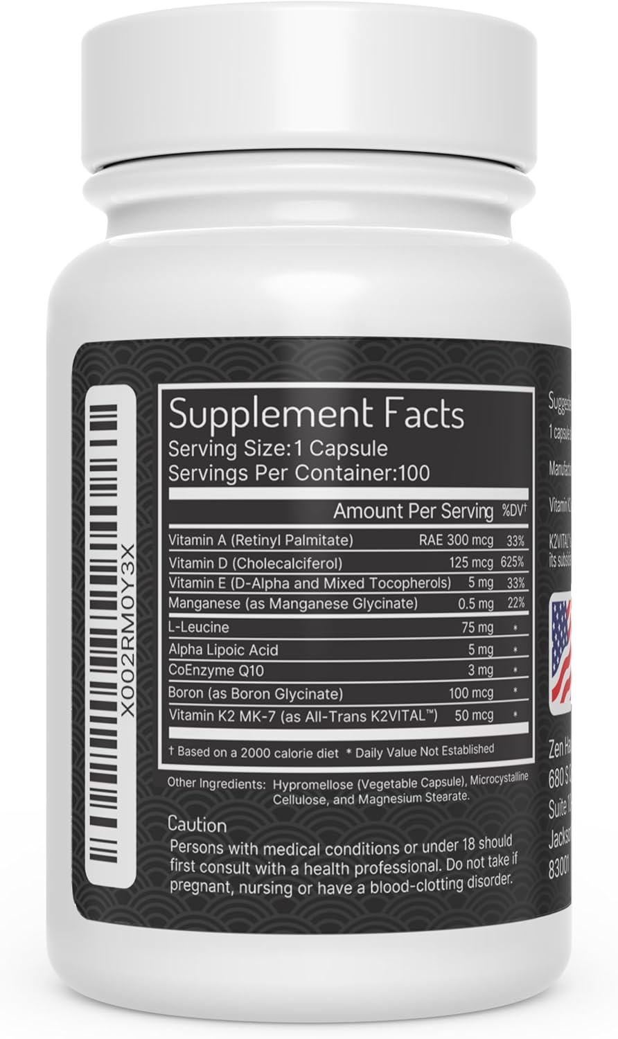 ADK Vitamin Supplement with Network Antioxidants - A, D3, K2 (MK-7 Non-Soy) and E with CoQ10, Boron and Alpha Lipoic Acid - For Vision, Strong Bones and Teeth, and Immune Support - D3 5000 iu Complex