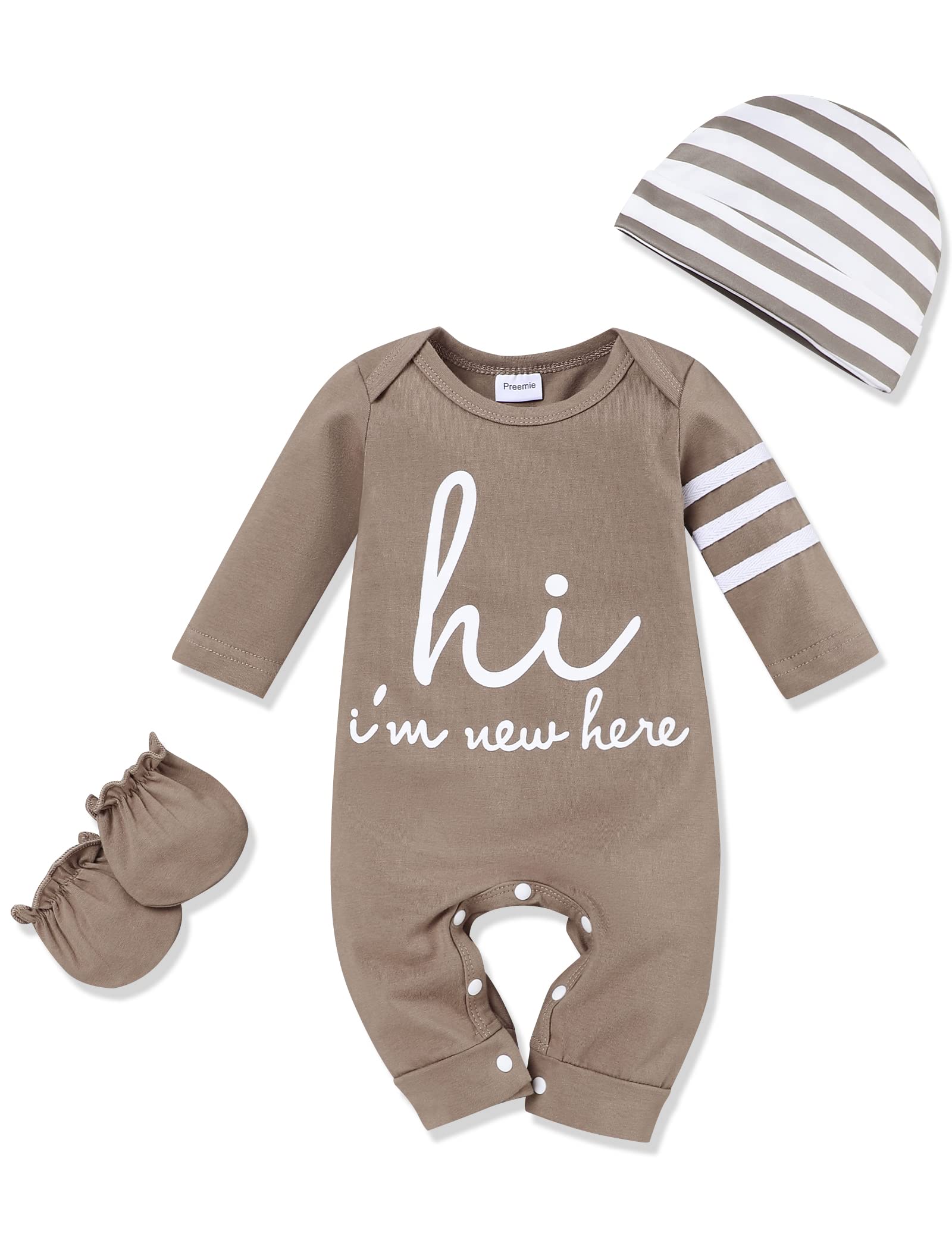 RCPATERN Newborn Baby Boy Clothes Little Brother Romper Jumpsuits 3Pcs Clothing Set Cute Infant Outfit 3-6 Months