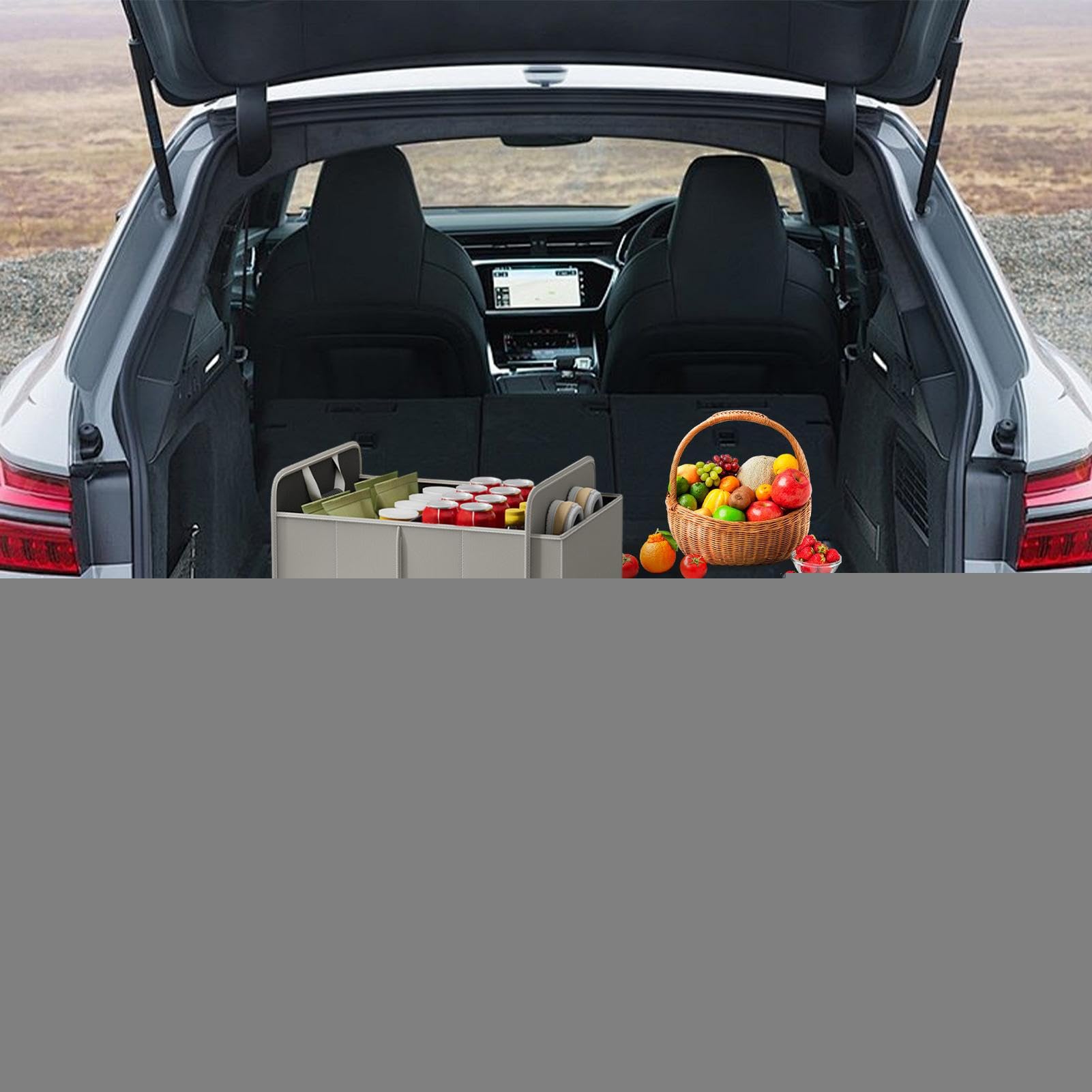 Generico Organizador plegable para maletero de coche, organizador de | maletero de coche, resistente bolsa de almacenamiento con asa, de almacenamiento de tela Oxford