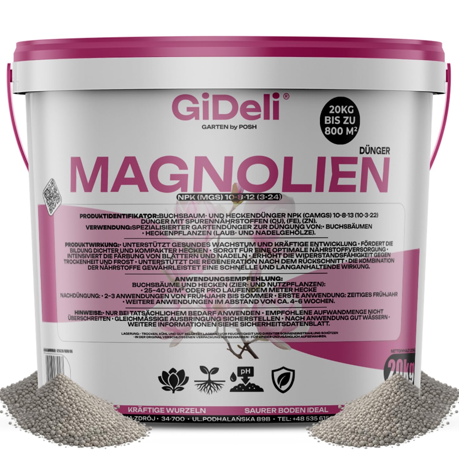 GiDeli Magnoliendünger 20 kg Im Eimer Für Moorbeetpflanzen Und Kamelien