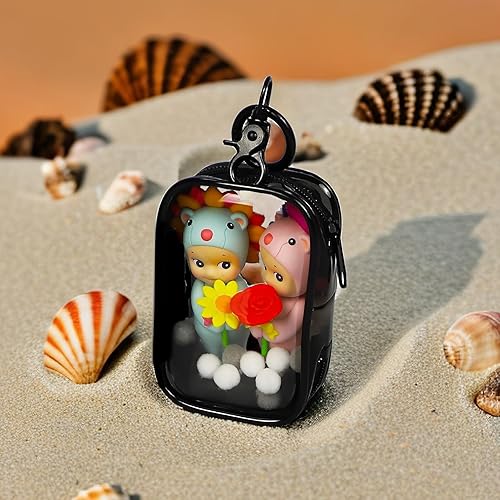 Miniatura 9 de Bolsa de exhibición transparente con llavero, bolsa de almacenamiento portátil para muñecas pequeñas, organizador de caja ciega colgante, cierre de