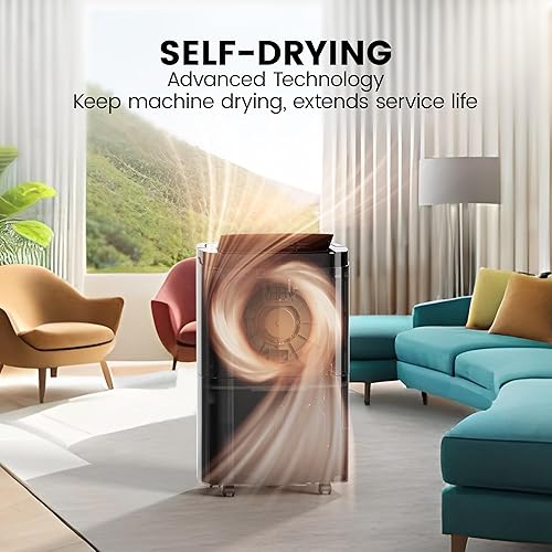 Miniatura 4 de Kesnos Deshumidificador Energy Star de 150 pintas para espacio de hasta 7,000 pies cuadrados - Deshumidificador con manguera de drenaje, secado