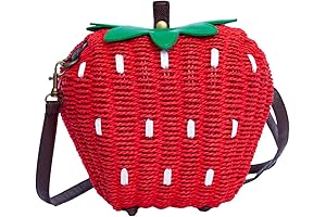 123Arts Women's Strawberry Fruit Weave Crossbody Shoulder Messenger Bag - Red
