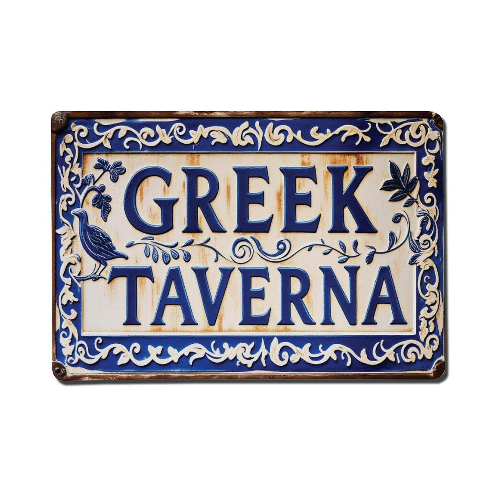 Ldfuieksufg Style Greek Taverna Carved Decor Sign Vintage Aluminium Metal Sign, Retro Wall Decor For Home, Bar, Garage & Farmhouse 20X30cm
