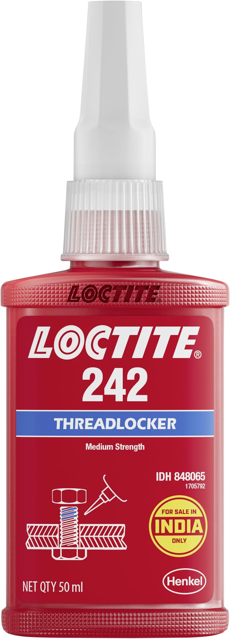 LOCTITE 242 - Blue 50ml | Medium-Strength Threadlocker for Metal Fasteners up to M36 | Prevents Loosening & Ensures Secure Bonding for Machinery, Engines & Vehicles | Thixotropic nature