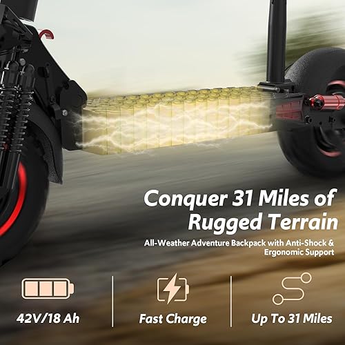 Miniatura 32 de Scooter eléctrico para adultos, motor de 800/1200 W, batería de 48 V 15/18/21 AH, neumáticos todoterreno E-Scooter de 10/11 pulgadas, doble