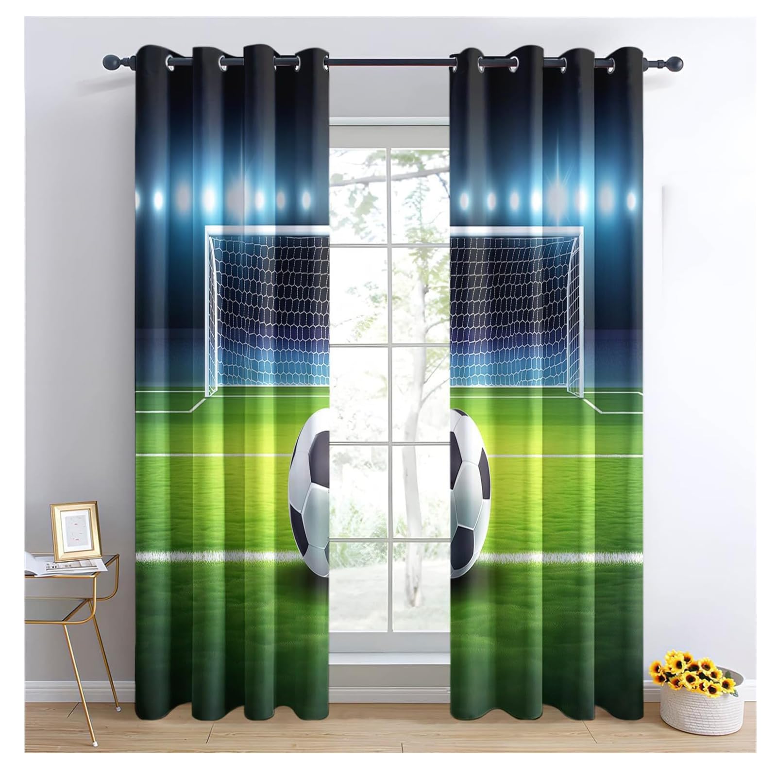 Kitchen Eyelet Curtains Colour Painting Noise Reduce Curtains for Living Room Home Decor Curtains for Bedroom Nursery Room,One Pair,123×162cm(W×H)