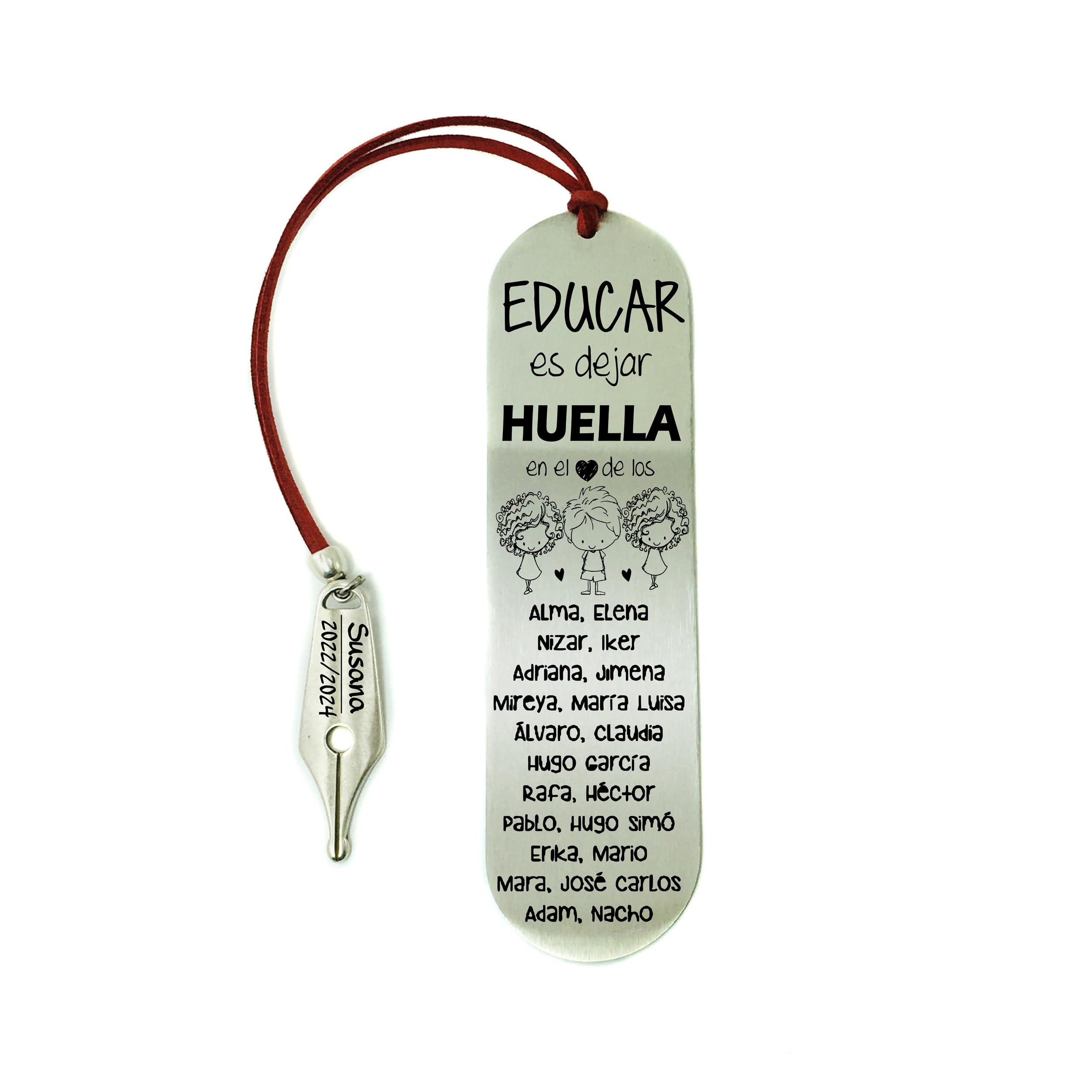 Marcapáginas Personalizado Educar es dejar Huella. Regalo Fin de Curso Personalizado. Fabricado en Acero. Regalo Profesores.Regalo Maestros. Modelo Educar Nombres.