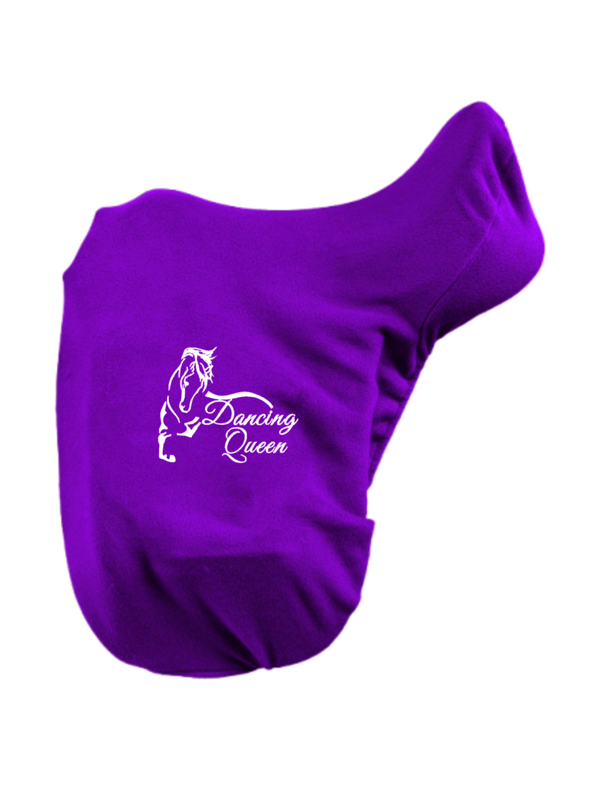 Personalised Embroidered Fleece Saddle Cover, Pony/Cob or Horse Size Lots of Colors (Embroidery on both sides, Purple, Pony/Cob)