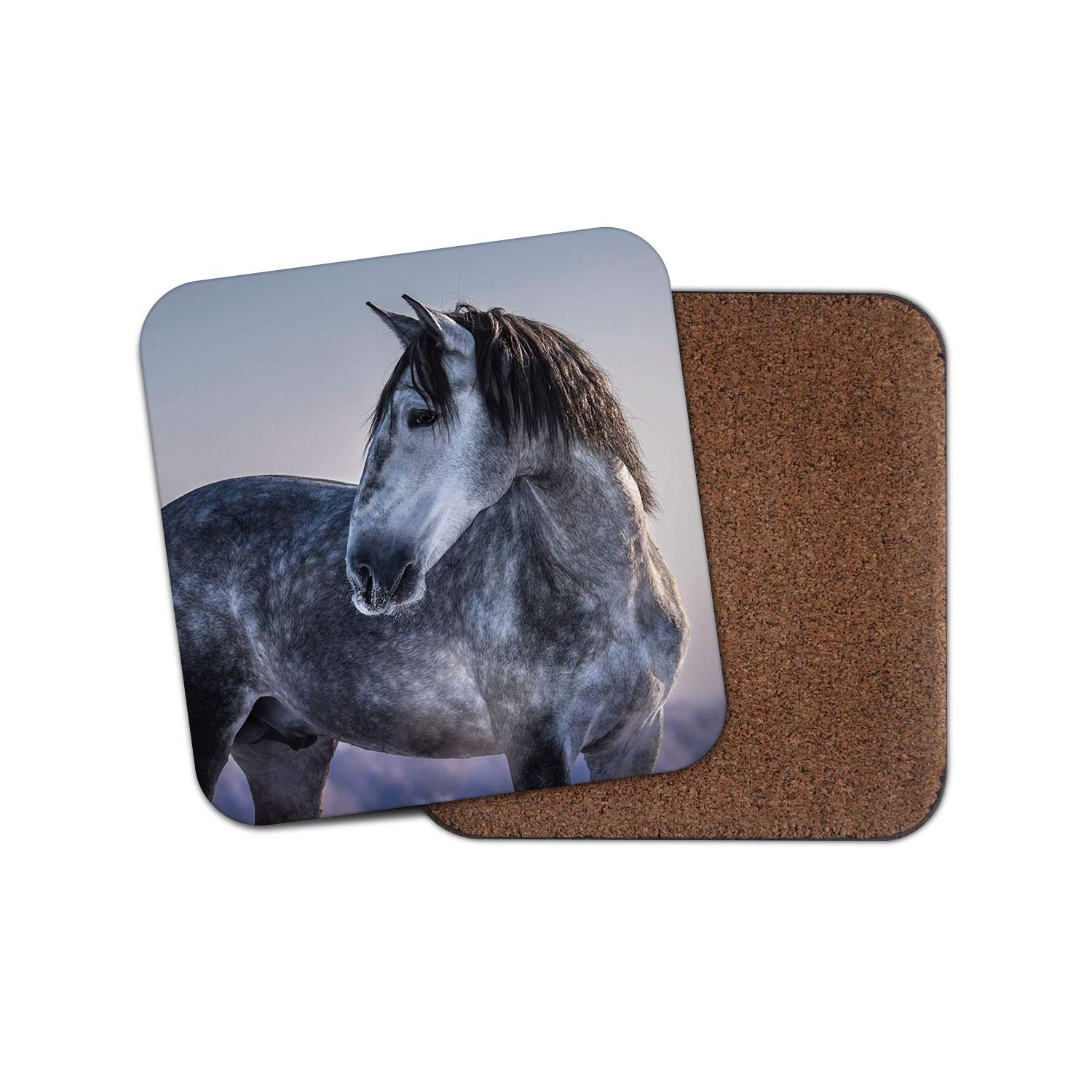 Destinationvinyl Girls Multicolor 1 X Grey Andalusian Horse Coaster - Spanish Spain Pony Equestrian #12472