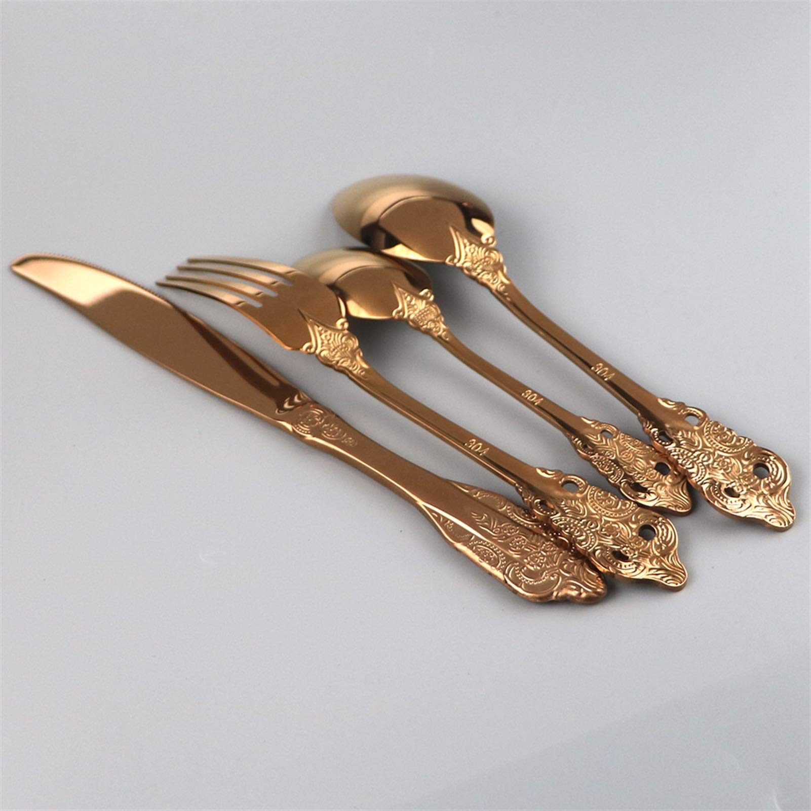 24pcs Silver Sellware Sets 18/10 Acero inoxidable Cubiertos occidentales Cuchillo Cuchillo Tenedor Cuchara Sildeware Vajilla Vajilla (Color : Rose)