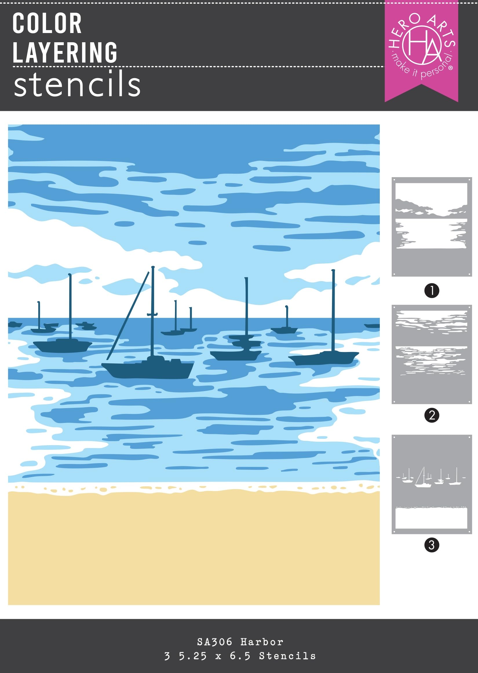 Hero Arts Clear Color Layering Harbor Stencils From The Seaside Blooms Collection