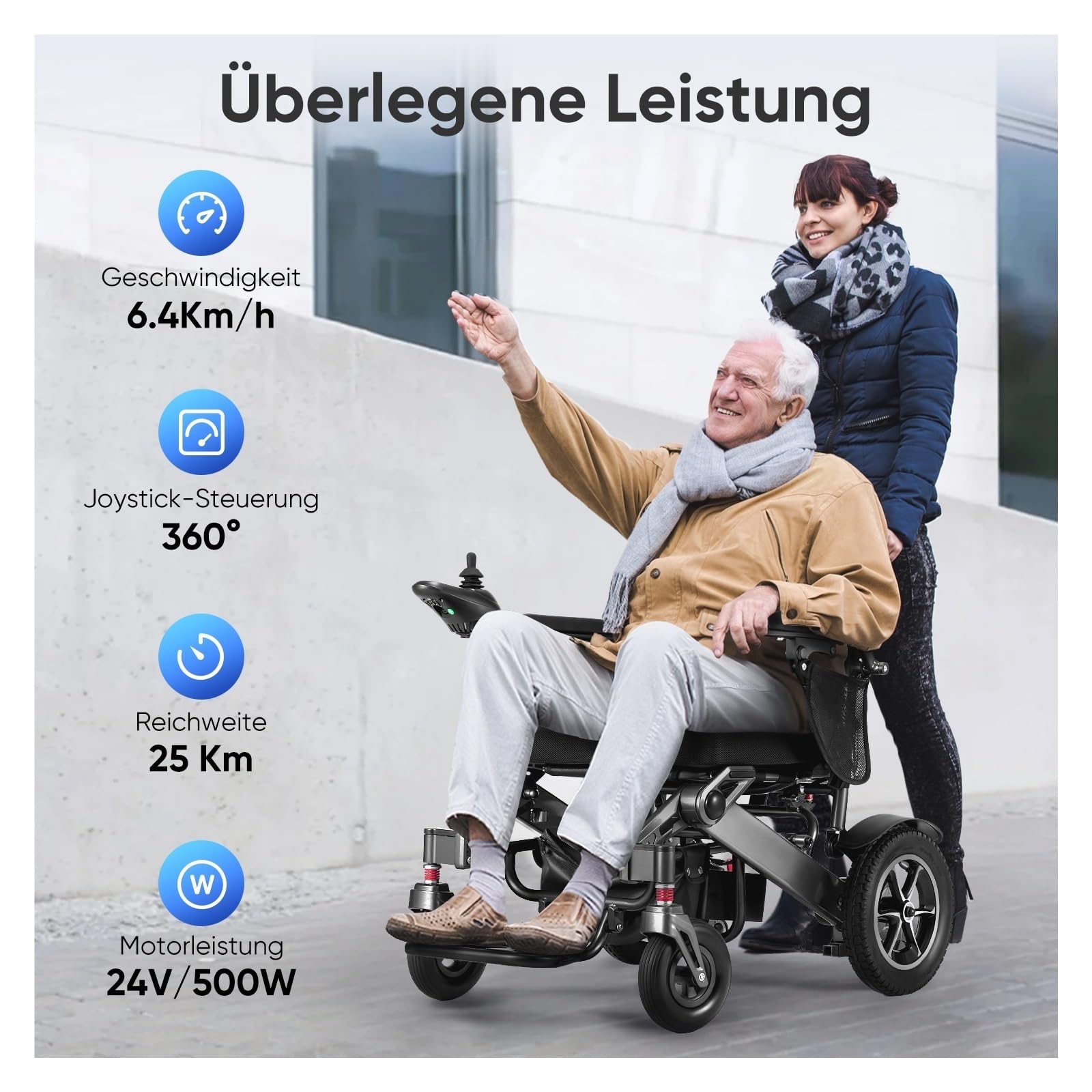 Sedia A Rotelle Elettrica Portata Di Viaggio 30KM A In Alluminio Da 500 W Pieghevole Leggera E Resistente Alle Intemperie Comodo E Facile Da Usare