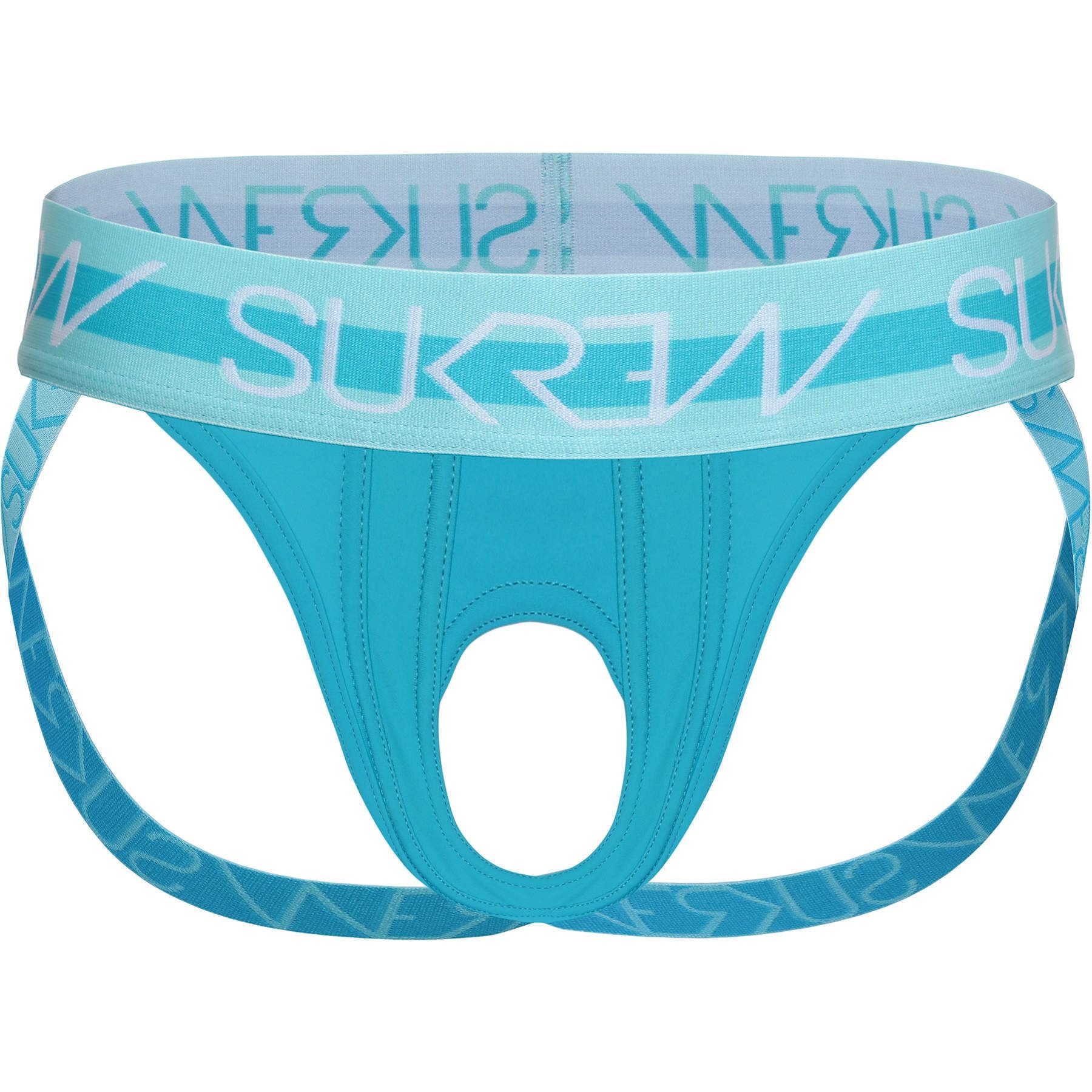 SUKREWMens Underwear - Jockstrap for Men - U-Style Jockstrap Scuba Blue - Blue 1x