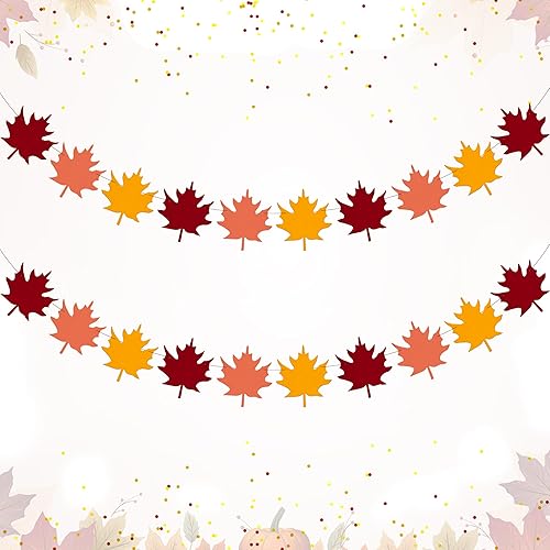 Miniatura 9 de KatchOn, Guirnalda de hojas de fieltro para decoraciones de Acción de Gracias, 10 pies, sin bricolaje, decoración de otoño, guirnalda de otoño