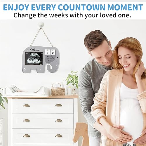 Miniatura 6 de Sereliy Marcos de fotos de ultrasonido con semanas de cuenta regresiva del bebé, marco de fotos de ecograma de bebé de 4 x 3, regalos de embarazo