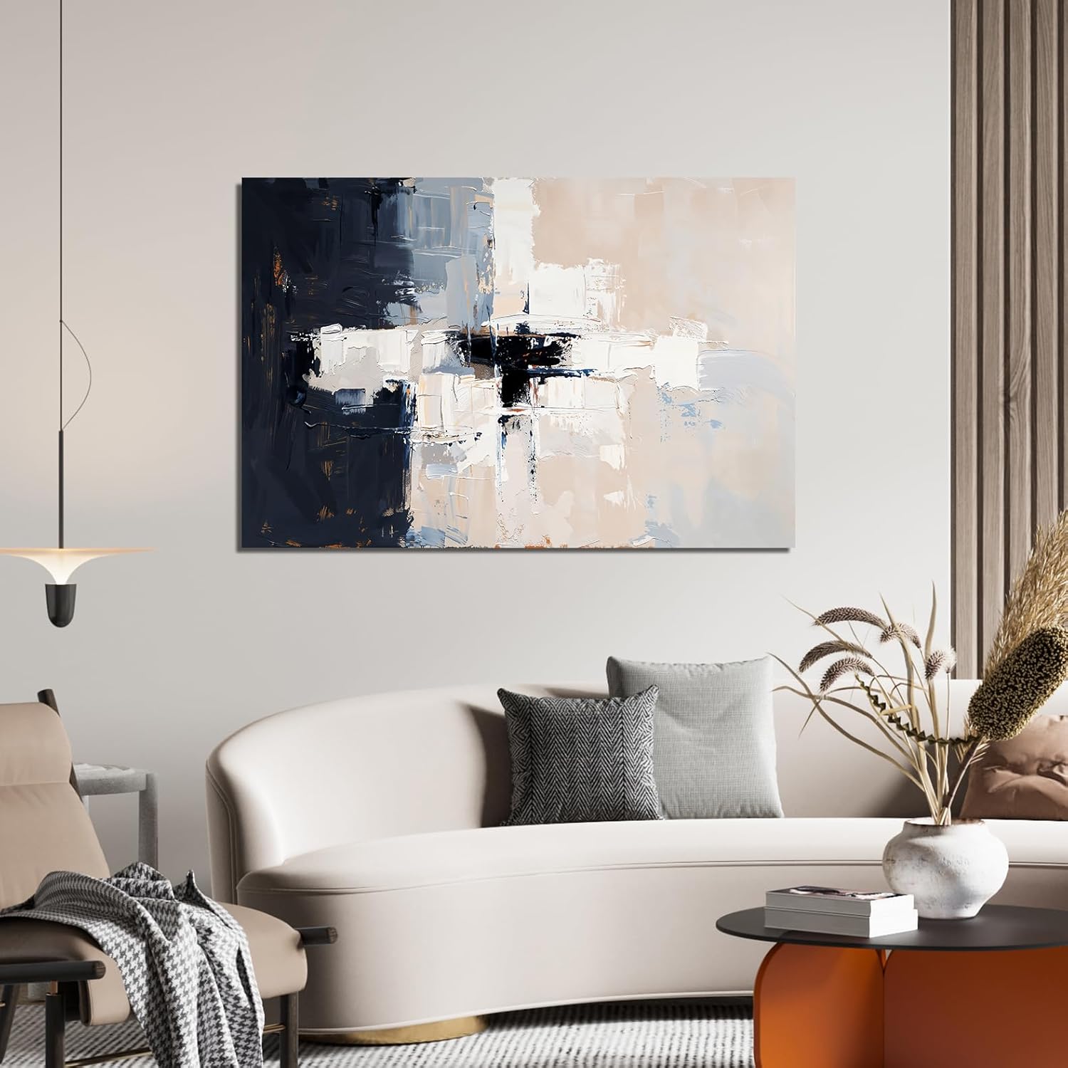 Abstract Canvas Wall Art - Black and White - 24x36 inch view 4