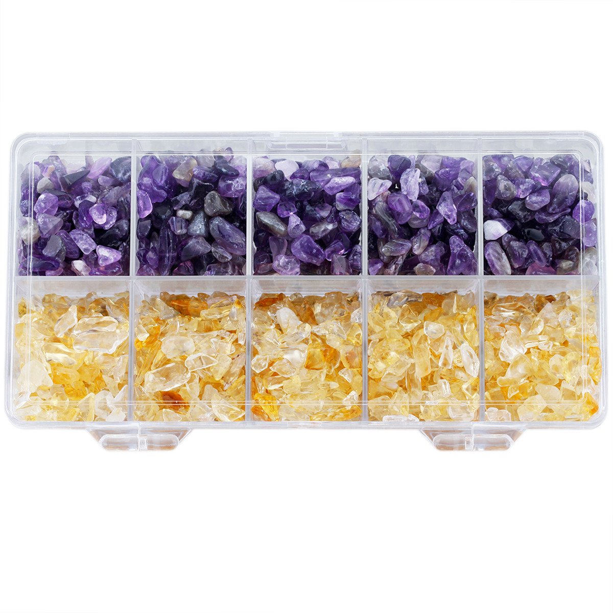 SUNYIK Tumbled Chips Stone Crushed Pieces Crystal Quartz for Tumbling,Cabbing,Amethyst & Citrine