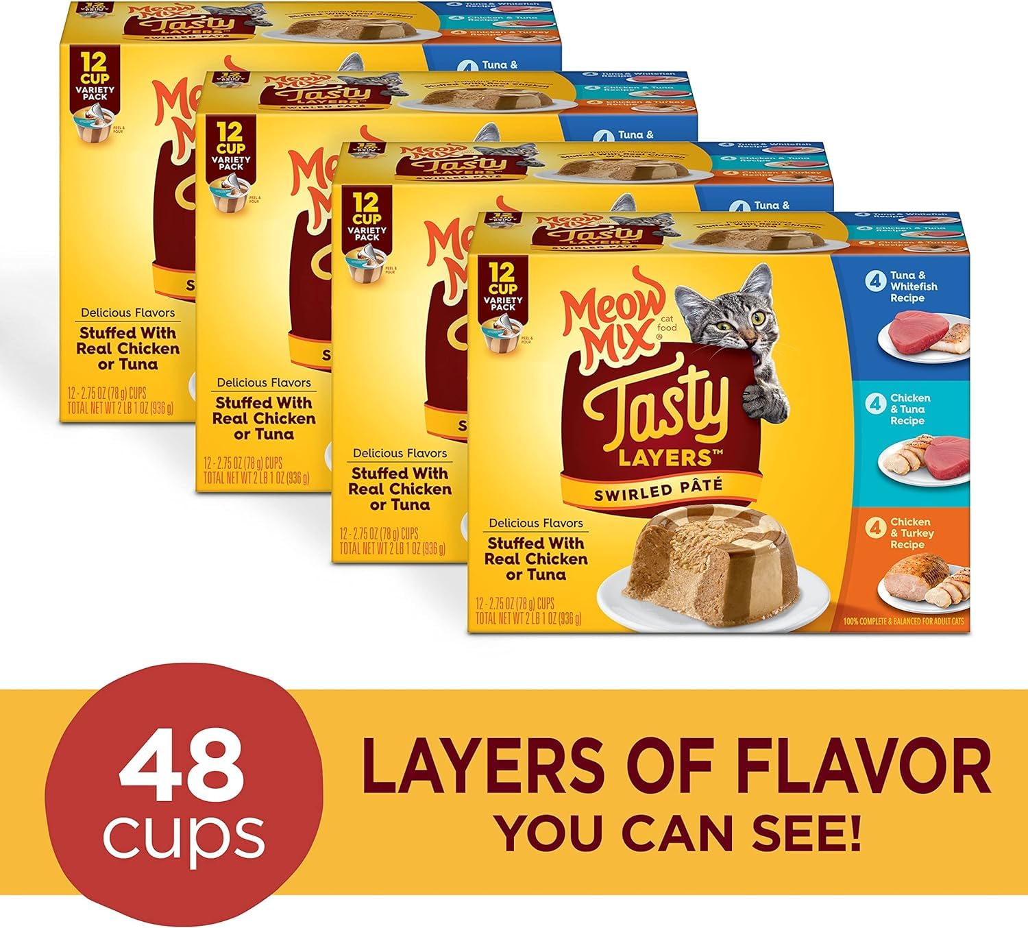 Meow Mix Tasty Layers Swirled Paté Wet Cat Food Variety Pack, 2.75 Meow Mix Tasty Layers Swirled Paté Wet Cat Food Variety Pack, 2.75