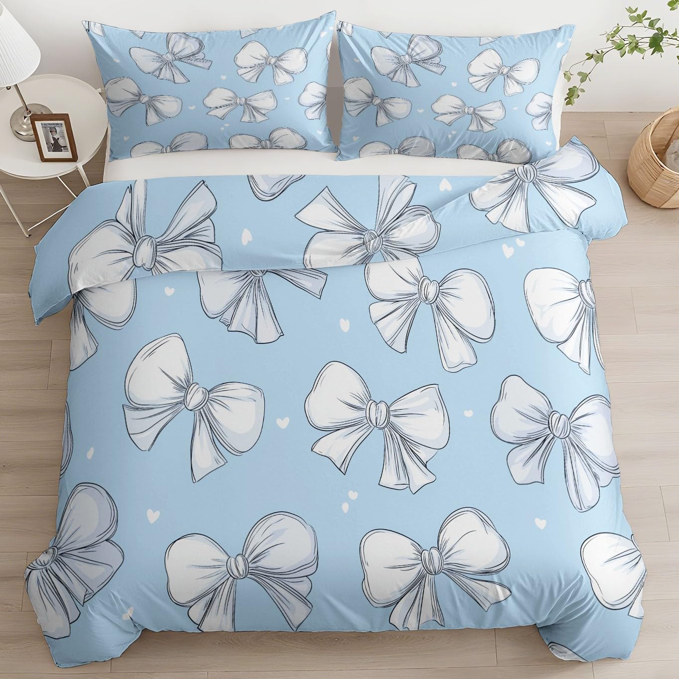 Set copripiumino super king size con chiusura a cerniera, in morbida microfibra traspirante, reversibile, per bambini, 260 x 220 cm + 2 federe da 50 x 75 cm, blu