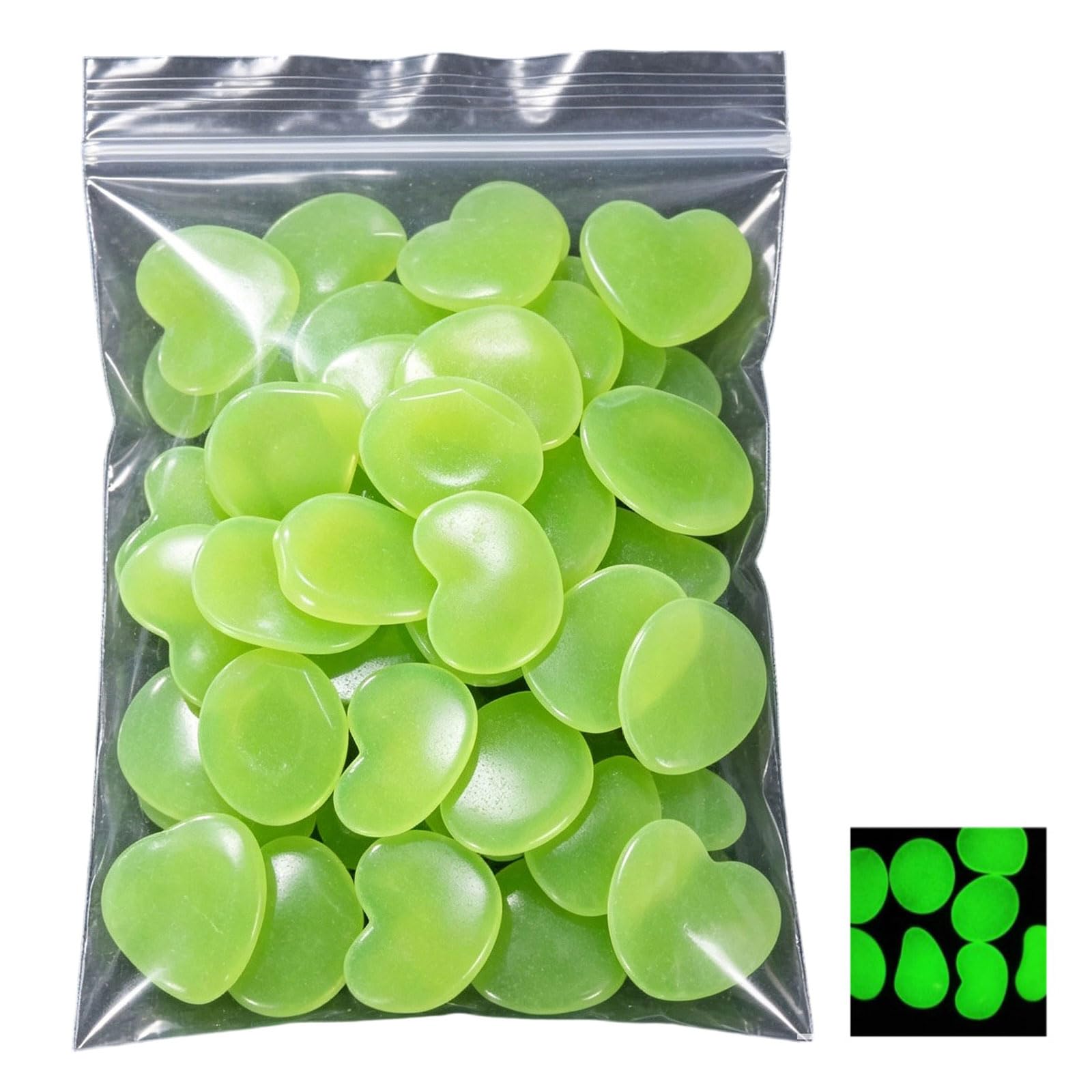 Buxuaaaa Of 100 Resin Glowing Pebbles for Aquarium and Garden Landscape Decoration Fluorescent Stone Fluorescent Resin Shingle