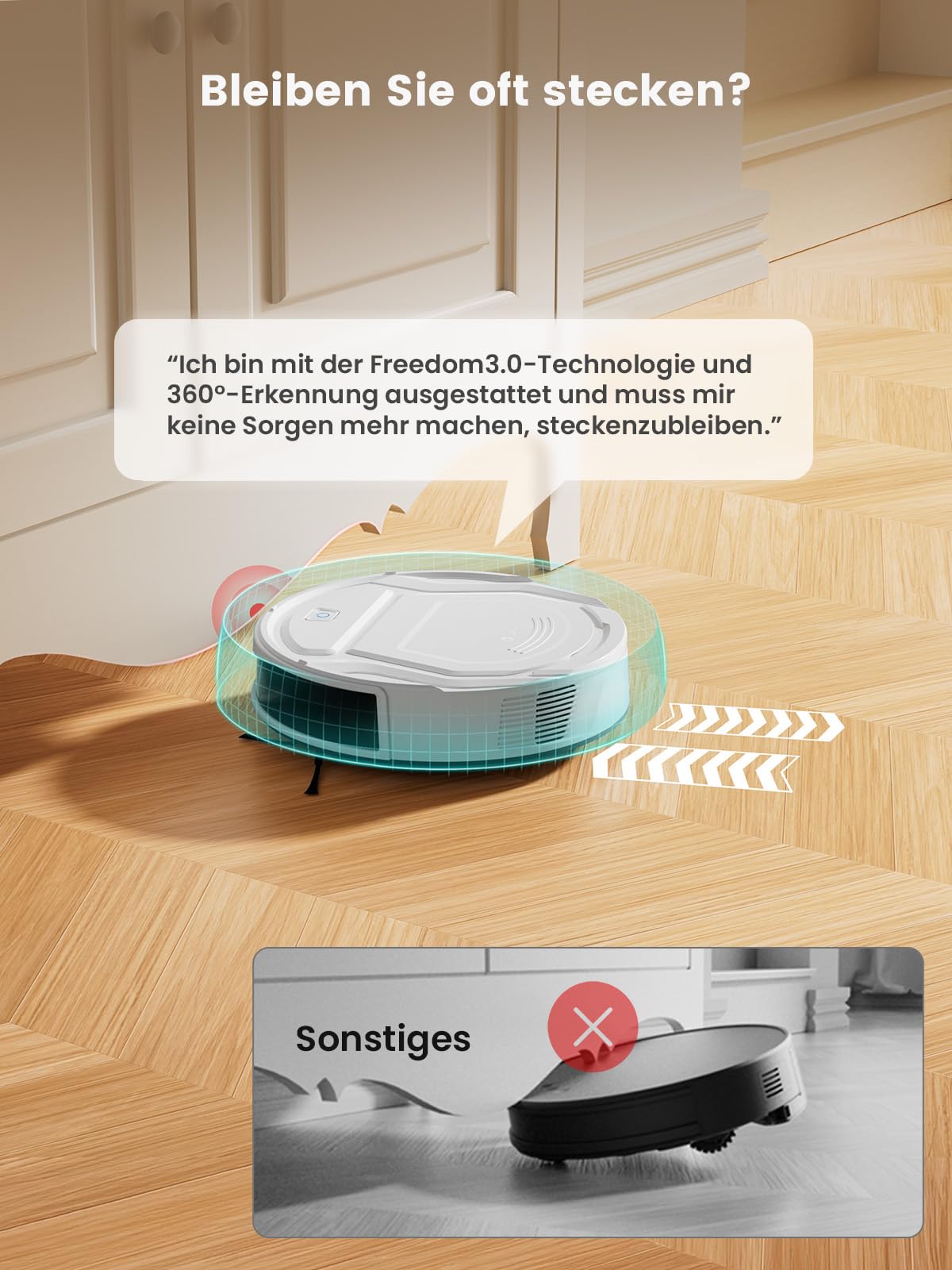 LEFANT M210P Staubsaugerroboter, 2200 Pa, leistungsstark und leise, ultradünn 7,8 cm, WiFi/App/Alexa, Autonomie 120 Min, Teppichverstärkung, ideal für Tierhaare, Teppiche und Harte Böden