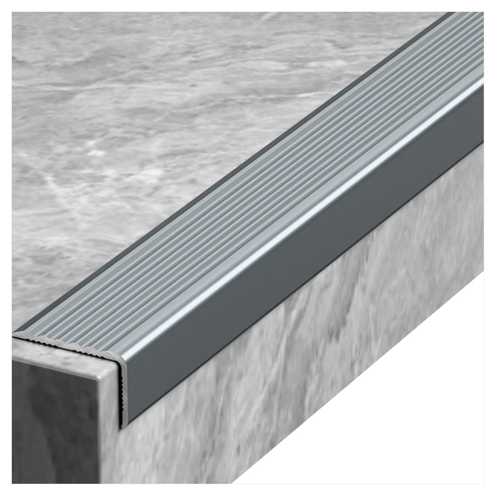 Perfil Protector de Escalera Protector De Bordes Para Escaleras De Aleación De Aluminio, Perfil Antideslizante Gris Cortable Para Escaleras(160cm/5.2ft)