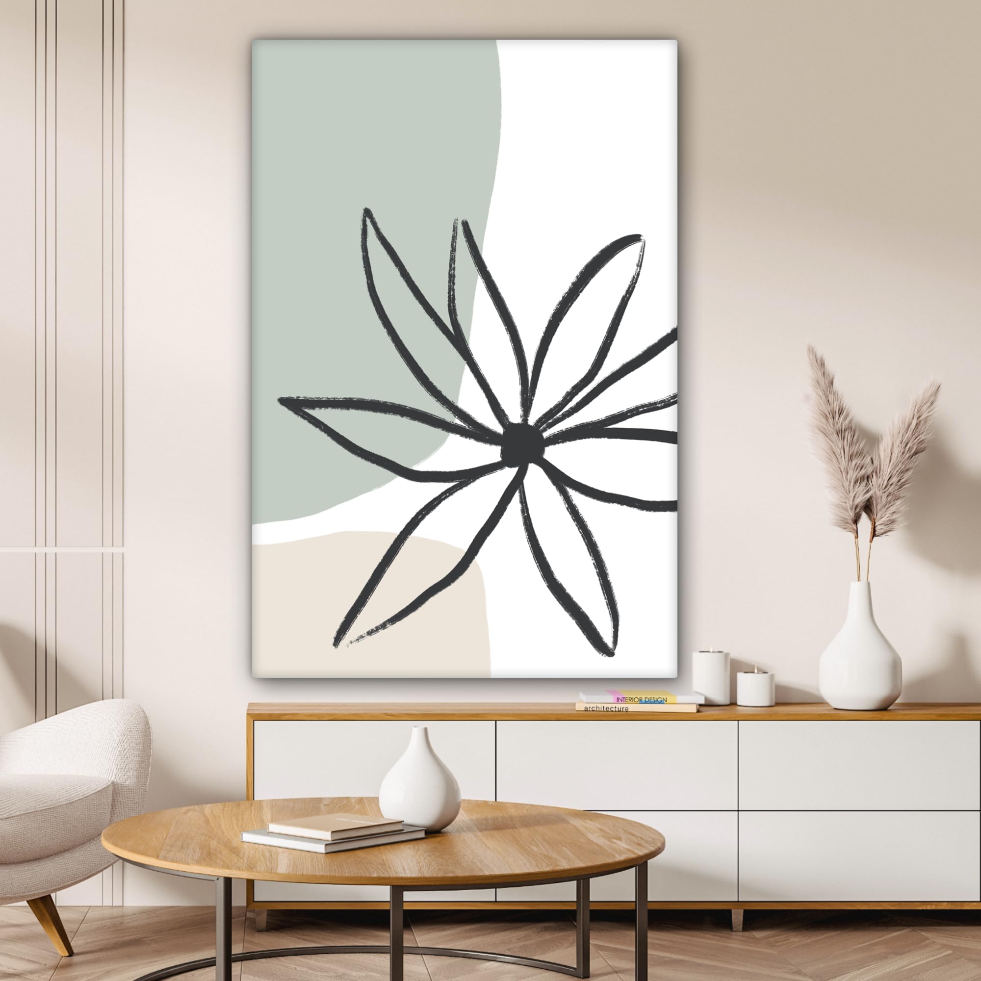 MuchoWow© Stampe su Tela moderne Quadro Moderno Soggiorno Quadretti da | 80x120 cm - Parete Room Decor Moderno - Fiore - Pastello - Minimalismo