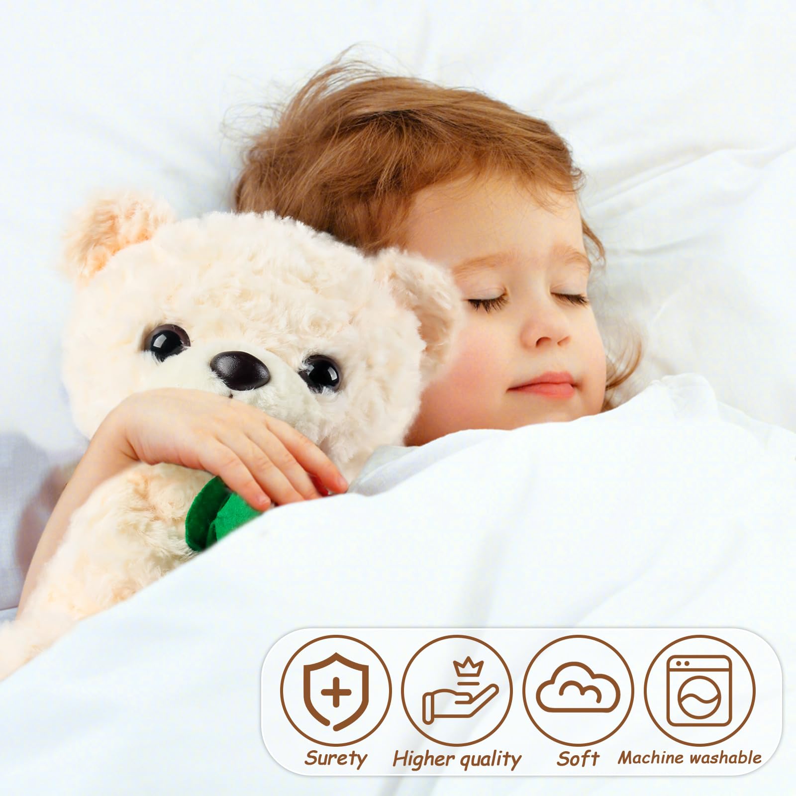 TIVUNORON Teddy Bear Plush Toy Cuddly Toy, 25 cm Teddy Bear Soft Fur Plush Toy, Rose Bear Plush Toy - Image 4