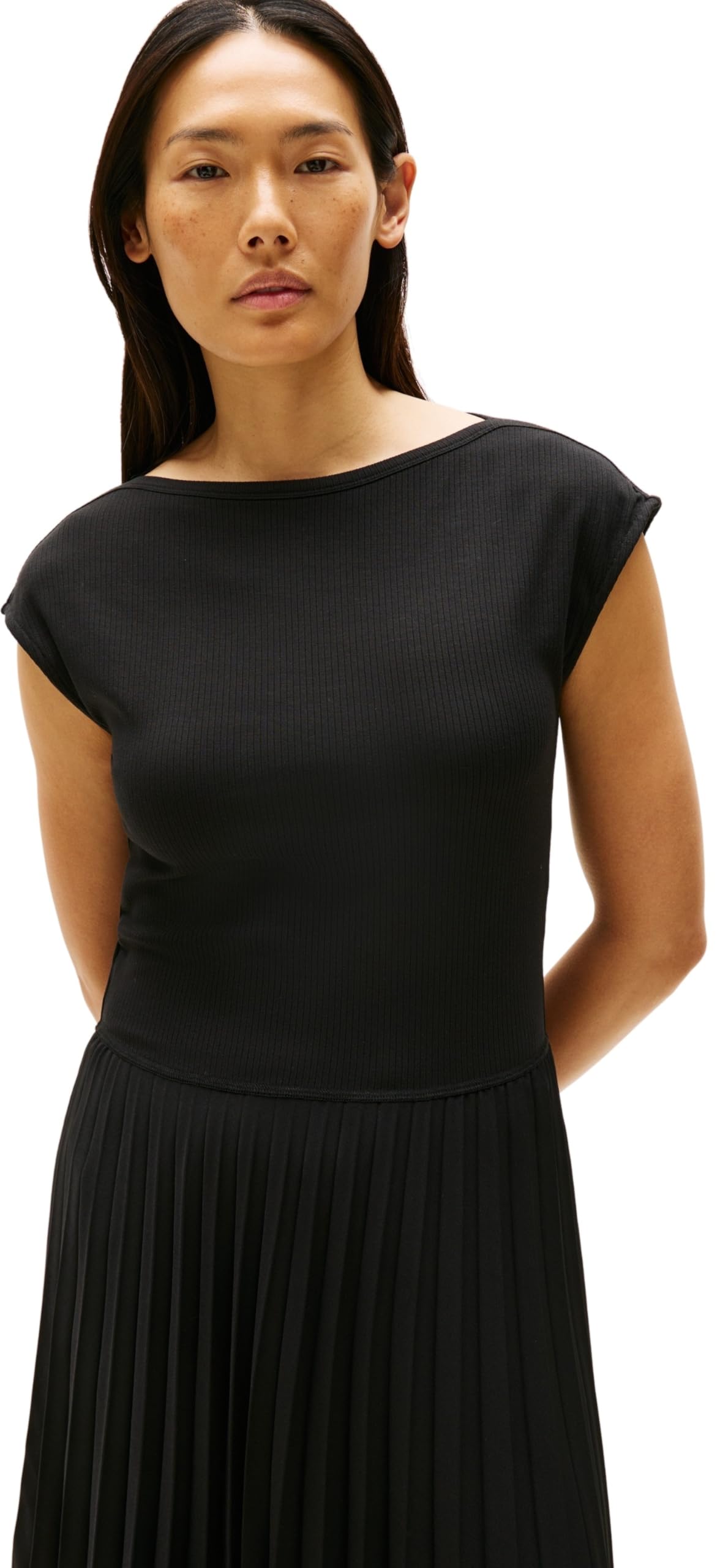 Tommy Hilfiger Damen Kleid Rib Midi Fit & Flare