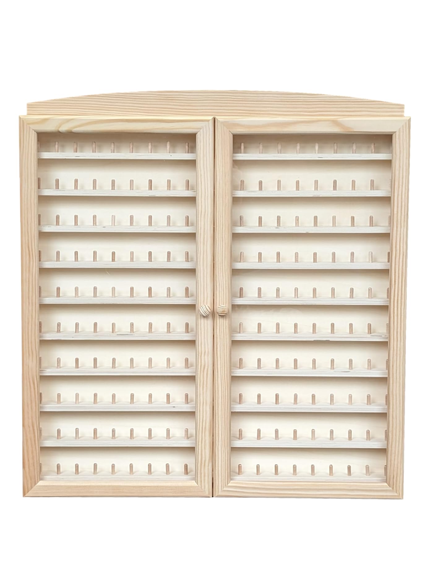 Vetrina Collezioni ditali. 2 grandi porte. Capacità: 200 ditali. Dimensioni: 66 x 6 x 72 cm. In legno di pino crudo. per dipingere.. Altezza tra le piastrelle: 4,5 cm.