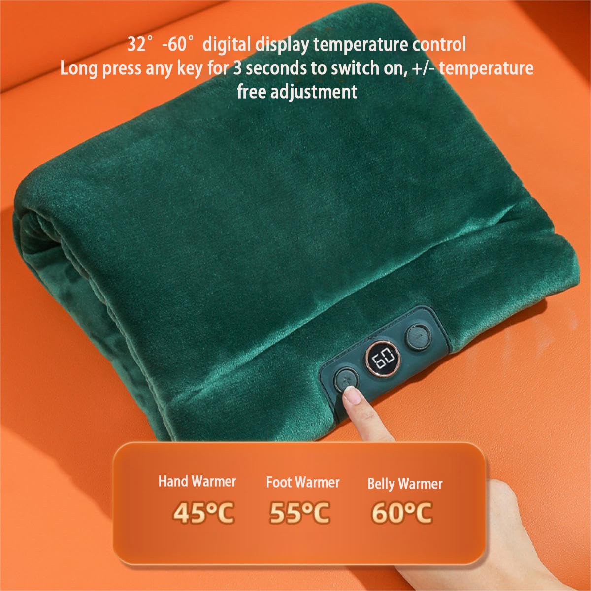 LANMOU Przenośny grafenowy ogrzewacz do dłoni, ogrzewacz do dłoni, ogrzewacz do rąk, szybkie ładowanie, swobodne stopnie ogrzewania, 32-60°C, bateria litowa 9000 mAh