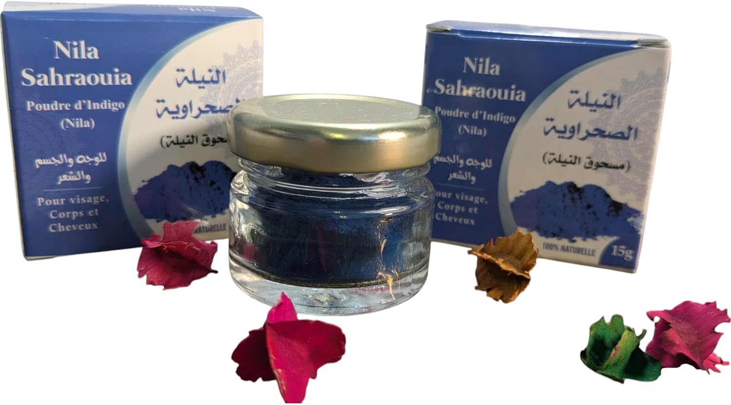 2 x Gift Boxed 15g Jar Moroccan Indigo Poudre de Nila Sahraouia Jar Box Ridouane