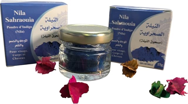 2 x Gift Boxed 15g Jar Moroccan Indigo Poudre de Nila Sahraouia Jar Box Ridouane