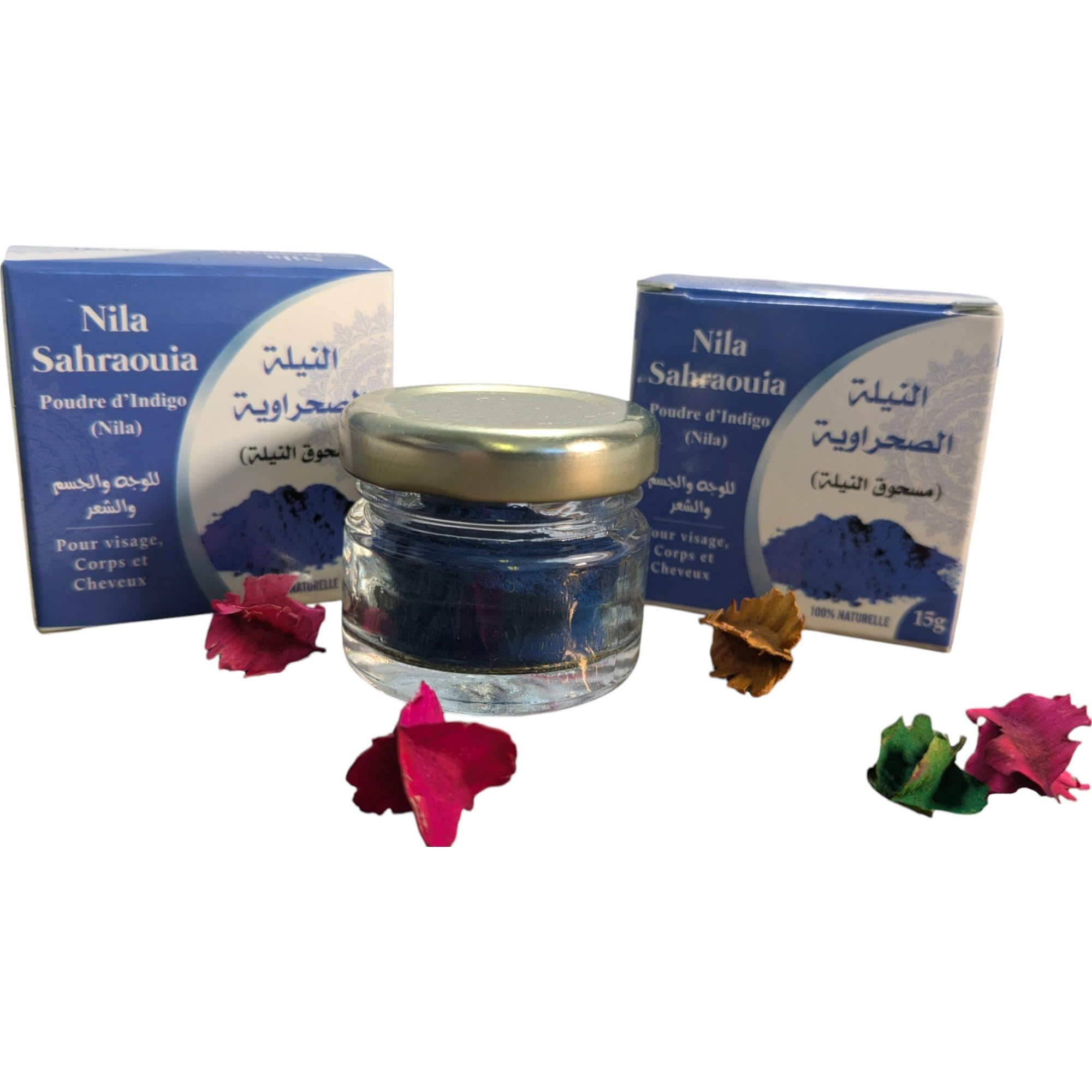 2 x Gift Boxed 15g Jar Moroccan Indigo Poudre de Nila Sahraouia Jar Box Ridouane