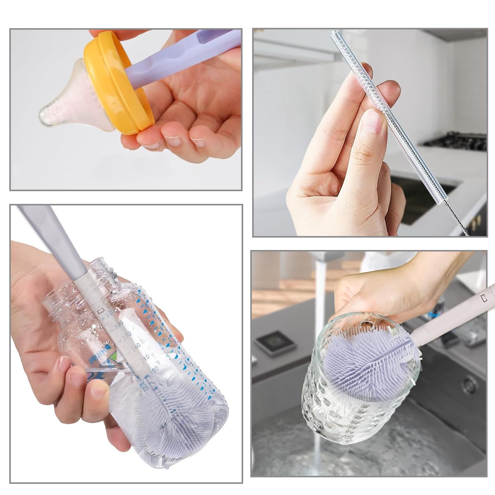 Brosse à Tétine Et Biberon En Silicone - Long Manche - Nettoyage Facile - Pour Bébé Et Maternité