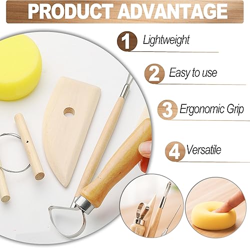 Miniatura 6 de LINPHCEY Juego de 8 herramientas para esculpir arcilla, perfecto para modelado de polímero al aire seco, para principiantes y profesionales, ideal