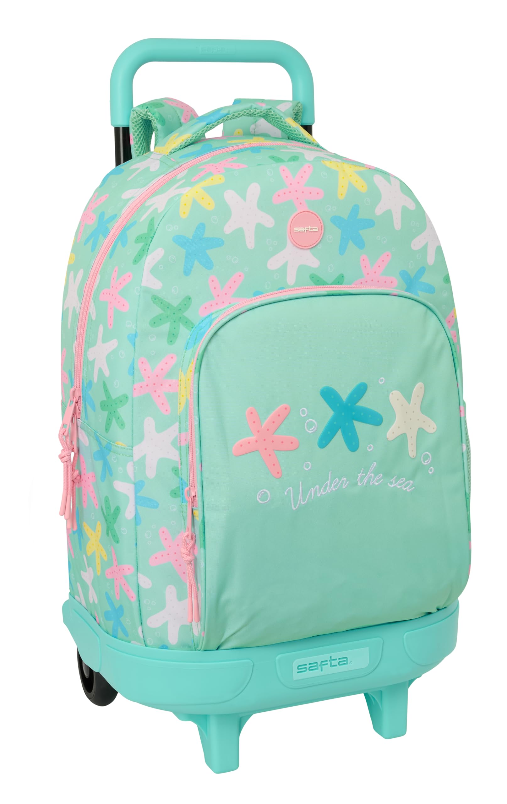 SAFTA ESTRELLAS - Mochila Grande con Ruedas, Compacta, Extraíble, Ideal para Niños de Diferentes Edades, Cómoda y Versátil, Calidad y Resistencia, 33x22x45 cm