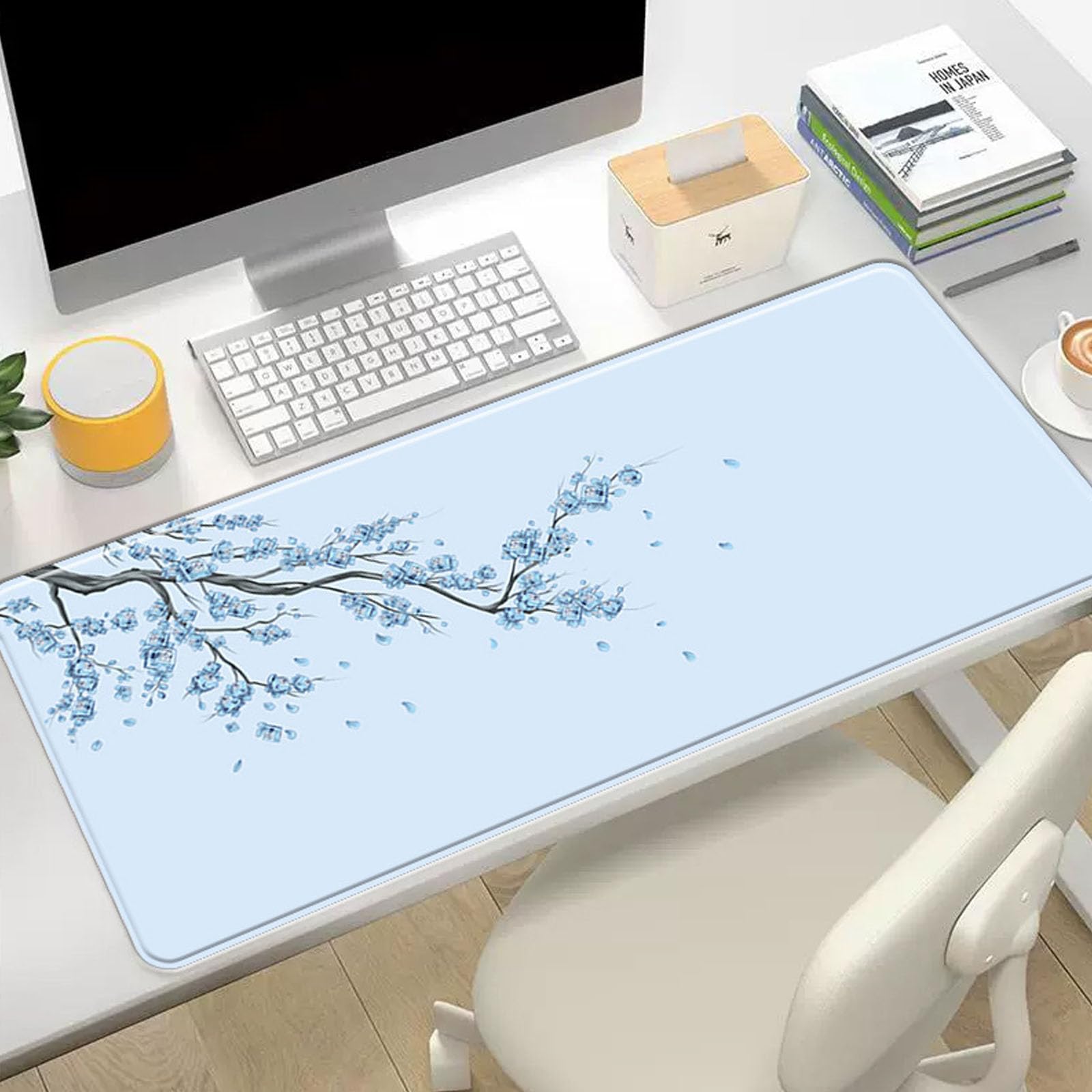Sakura-Muster XXL Mauspad 800x300 Mm – Gaming-Mousepad Mit Anti-Rutsch-Boden & Vernähten Kanten | Für Büro & Zuhause