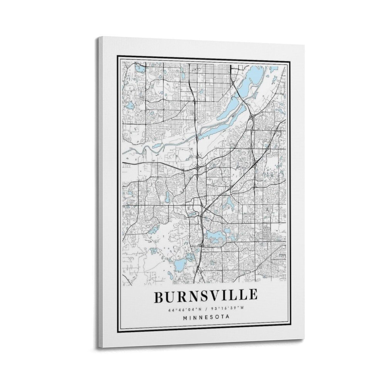 xiaoxiaoshen Burnsville Minnesota Map Canvas Poster Wall Art Prints Room Aesthetic Murals Bedroom And Living Decorations 24x36inch(60x90cm)