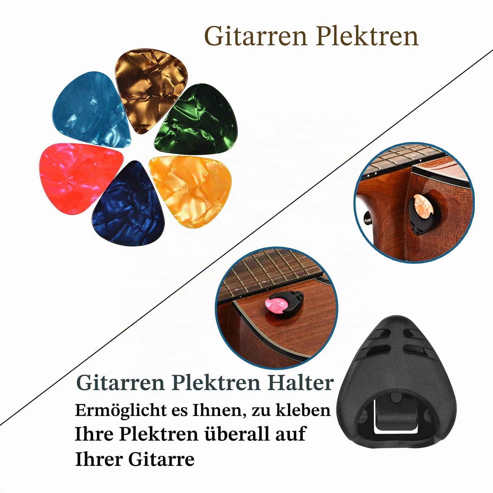 Gitarre Capo, Plektrum, Zubehör mit Stimmgerät, Kapodaster, Tuner Clip für Gitarre, Bass, Violine, Ukulele Chromatisch