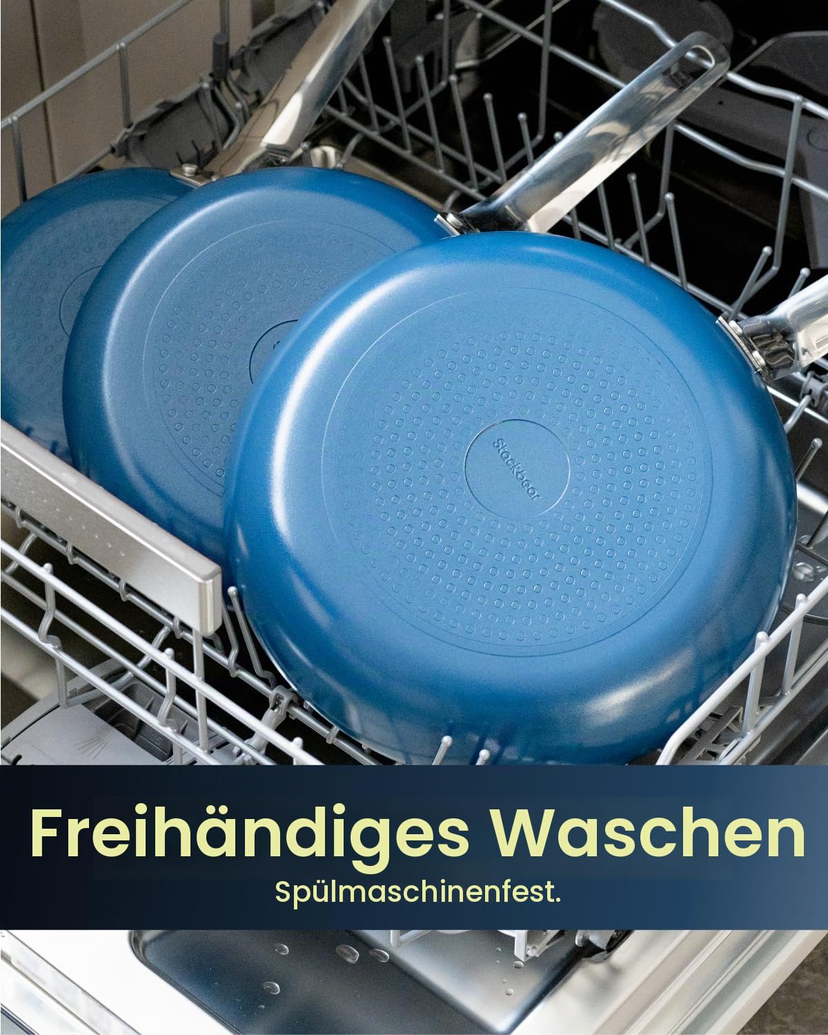 Antihaft-Pfannenset Induktion, Ungiftige Keramikpfannen, Bratpfannen und Pfannen, 3-teilig (20/24/28 cm) – Frei von PFAS, PTFE und PFOA, Spülmaschinen- und Ofenfest, Hellblaue