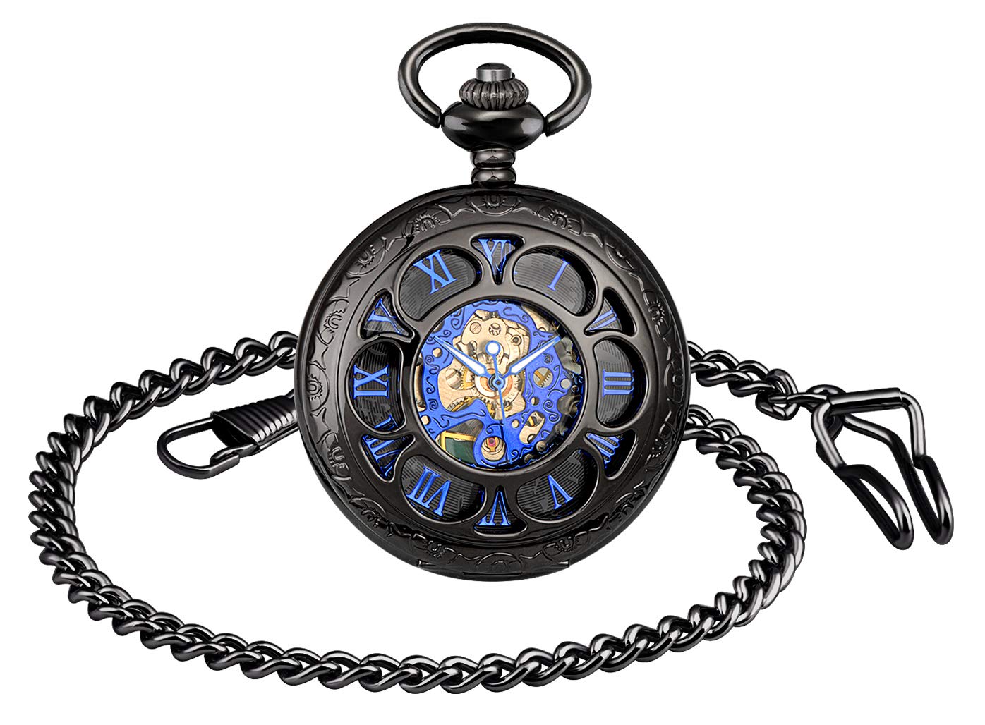 Montre De Poche Mécanique Rétro Moulin à Vent Avec Chaîne - Homme Et Femme