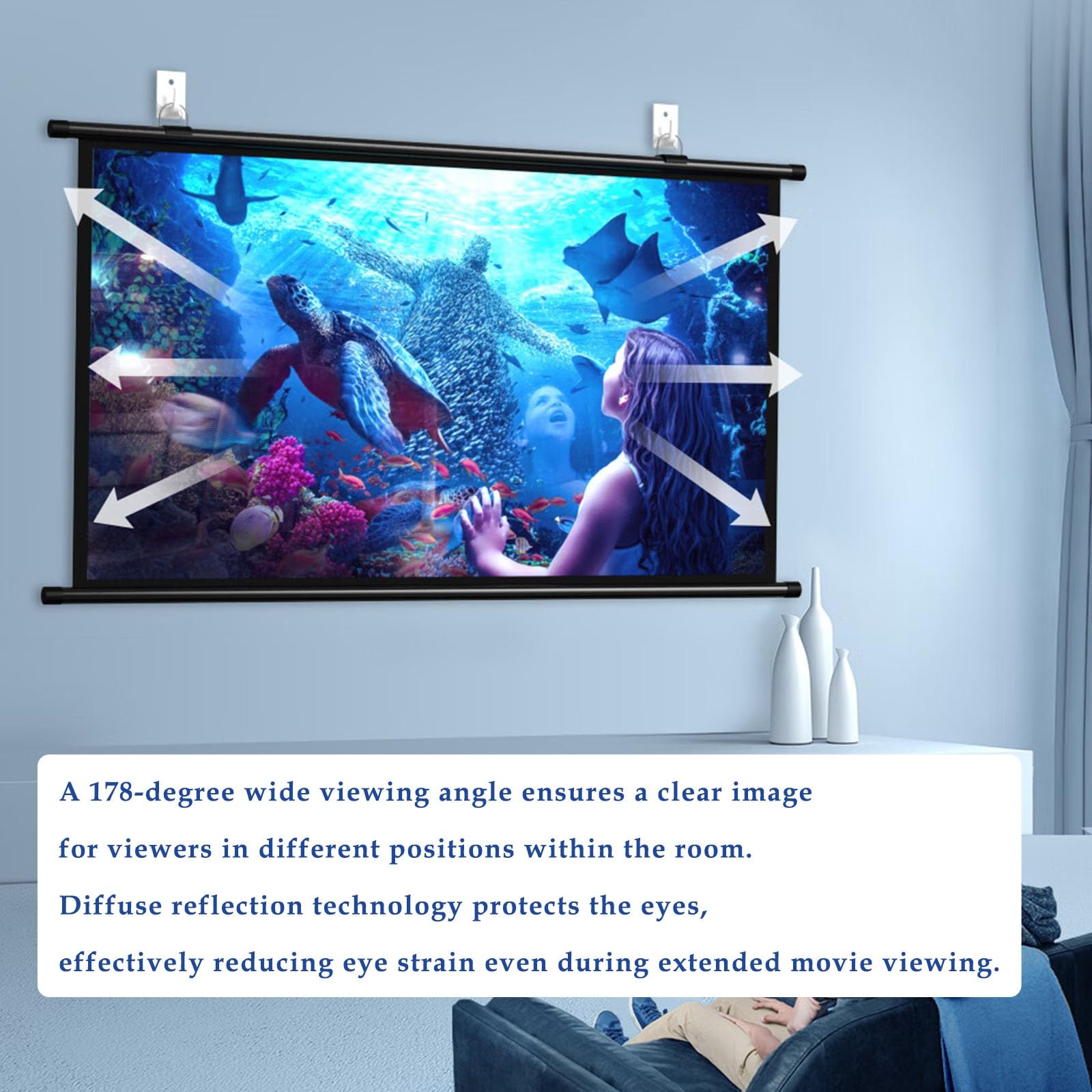 Schermo for Proiettore Avvolgibile Manuale Da 40 60 72 Pollici, Antirughe | 16:9/4:3 HD 4K Telo for Videoproiezioni, for Home Theater Cinema Ufficio Videogiochi Interno Esterno(30in 4:3)