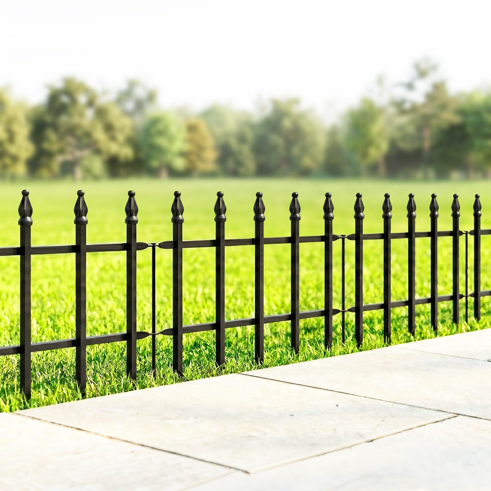 Thealyn Metal Decorative Garden Fence 40cm Wide x 30cm High (5 Panels, Total Length 2m), Metal Fence Panels, Landscape Fencing for Flower Bed, Trees, Animal Barrier — image 1