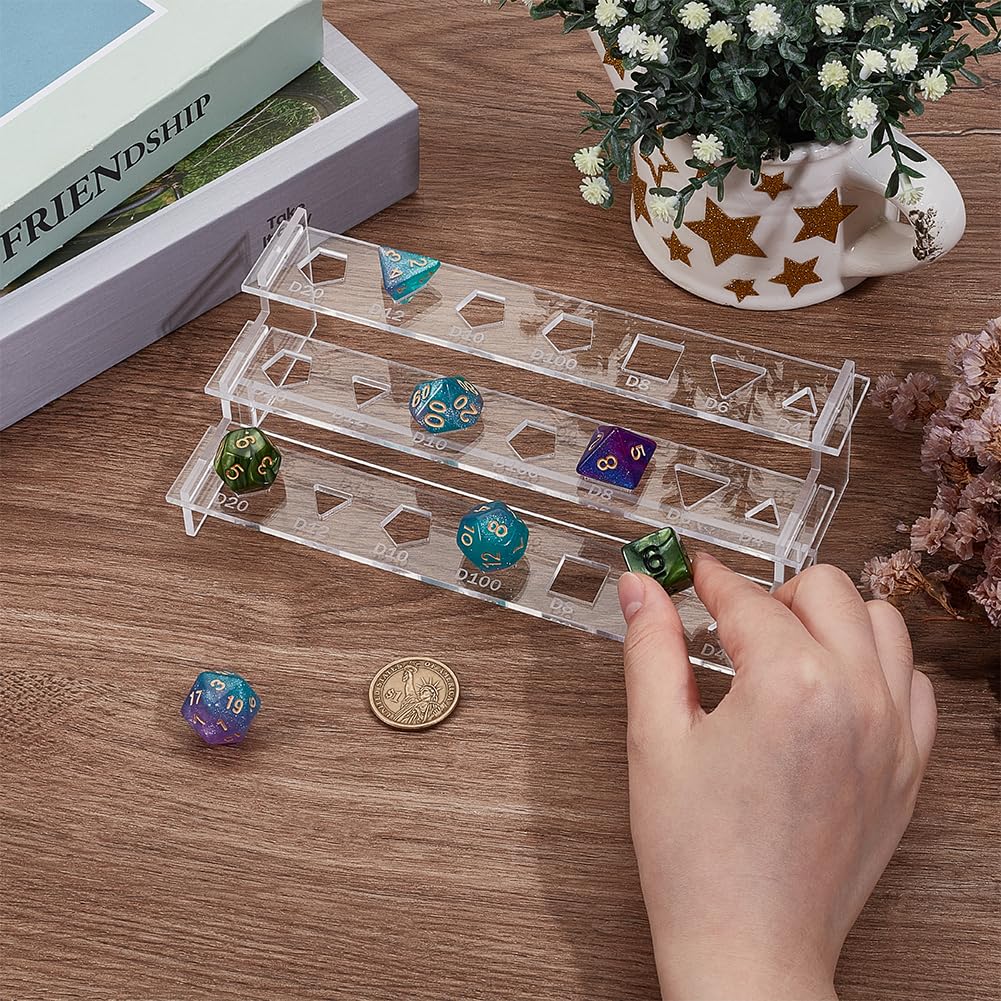 BENECREAT 3-Tier Acrylic Polyhedral Dice Display Riser Racks - Image 3