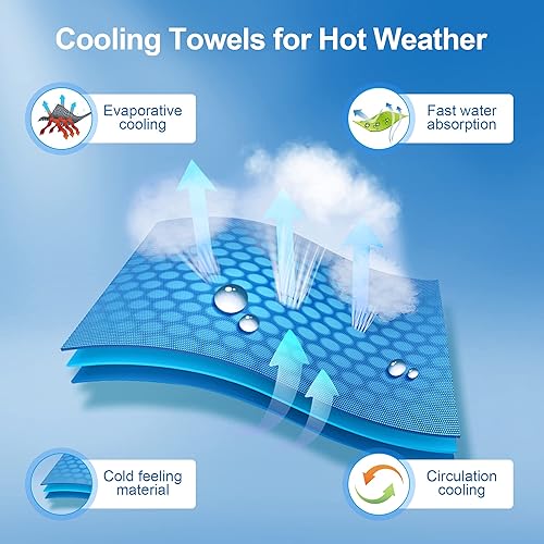 Miniatura 3 de Paquete de 6 toallas de enfriamiento, toalla de hielo para cuello y cara, toalla de microfibra suave y transpirable para climas cálidos, campamento,