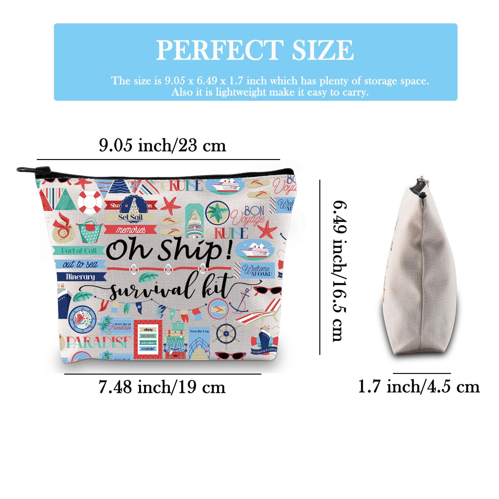 Oh Ship! Cruise Vacation Survival Kit, Travel Makeup Bag & Accessories Gift for Cruisers (EU), Survival Ship Bag Eu - Image 2
